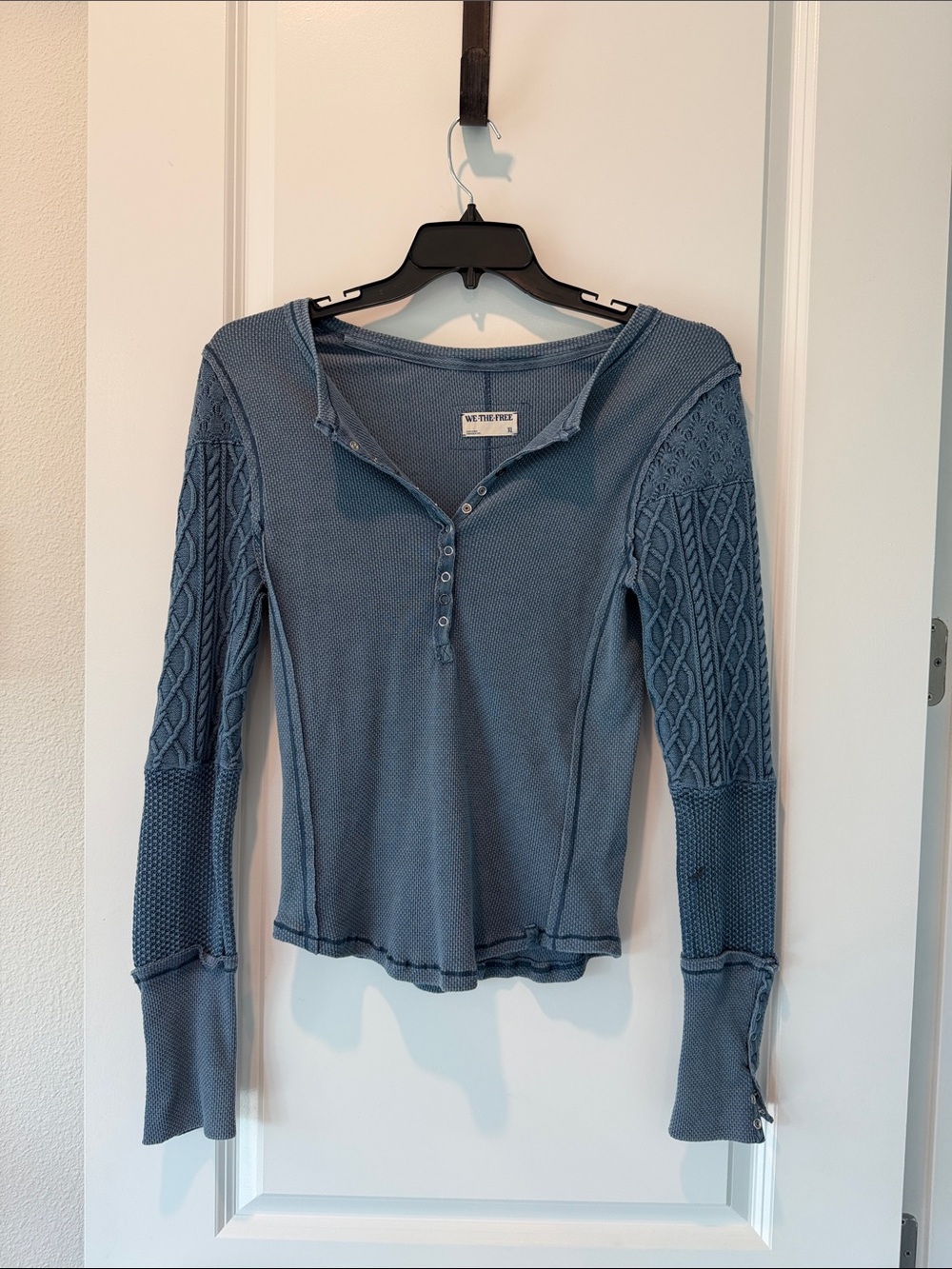 We The Free Blue Knit Long-sleeve Top